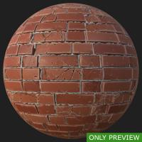 PBR wall brick damaged texture 0001